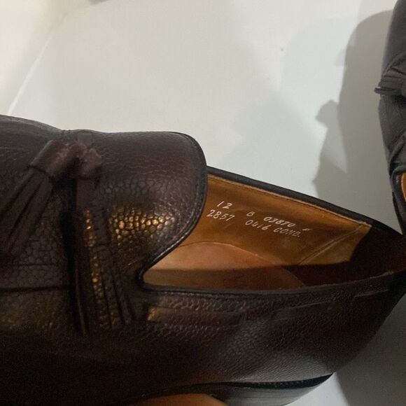 Allen Edmonds Men\'s Shoes EE Grayson Tassel Loafers Brown Leather Slip On Sz 12 main image 4